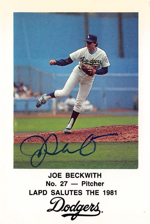 794373 Joe Beckwith Autographed Baseball Card - 1981 Lapd No.27 - Los Angeles Dodgers