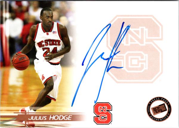 794522 Julius Hodge Autographed Basketball Card - NC State Wolfpack 2005 Press Pass Rookie No.24