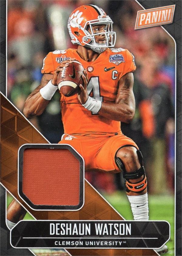 794617 Deshaun Watson Player Worn Jersey Patch Football Card - Clemson Tigers 2018 Panini Fathers Day No.DW