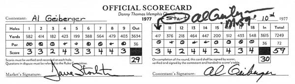 794813 Al Geiberger Autographed Mini Score Card - Golf Golfer PGA Mr 59 University of Southern California - 2 x 7 in.