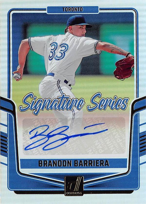 794966 Brandon Barriera Autographed Baseball Card - Toronto Blue Jays 2024 Donruss Signature Series Rookie No.SSBB