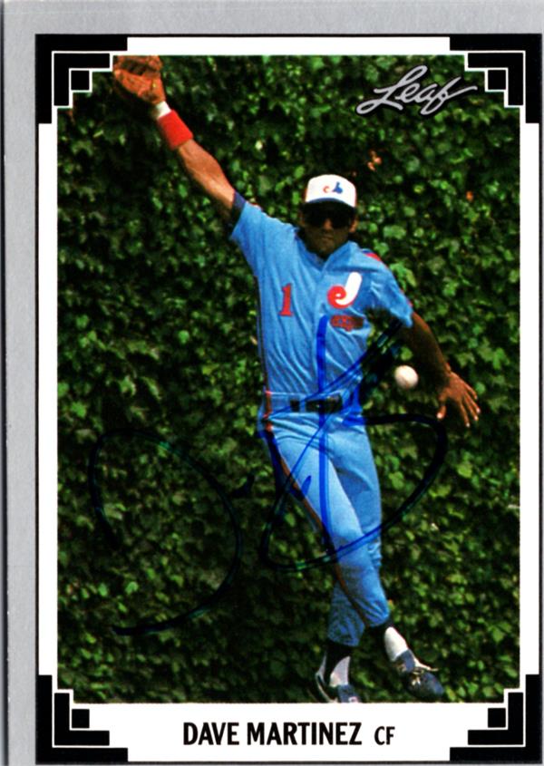 795098 Dave Martinez Autographed Baseball Card - Montreal Expos 1991 Leaf No.8