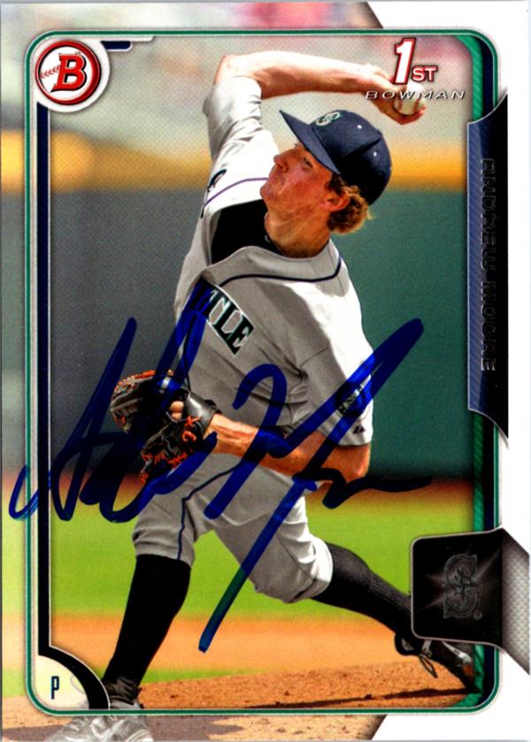 795134 Andrew Moore Autographed Baseball Card - Seattle Mariners 2015 Bowman 1st Rookie No.91