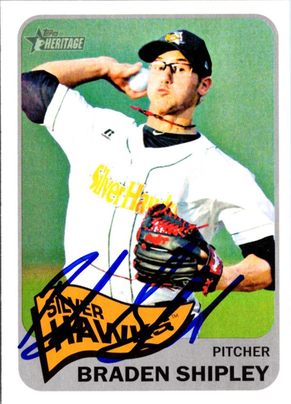 795216 Braden Shipley Autographed Baseball Card - Arizona Diamondbacks 2014 Topps Heritage No.33