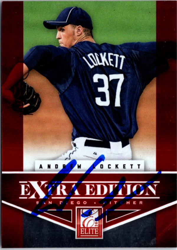 795222 Andrew Lockett Autographed Baseball Card - San Diego Padres 2012 Panini Elite Extra No.100