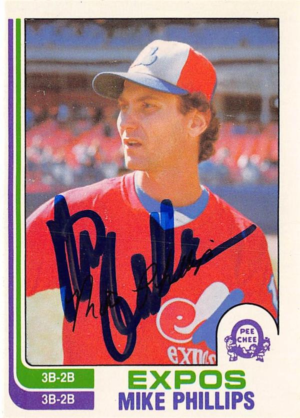 768782 Mike Phillips Autographed Baseball Card - Montreal Expos 1982 O Pee Chee No.263