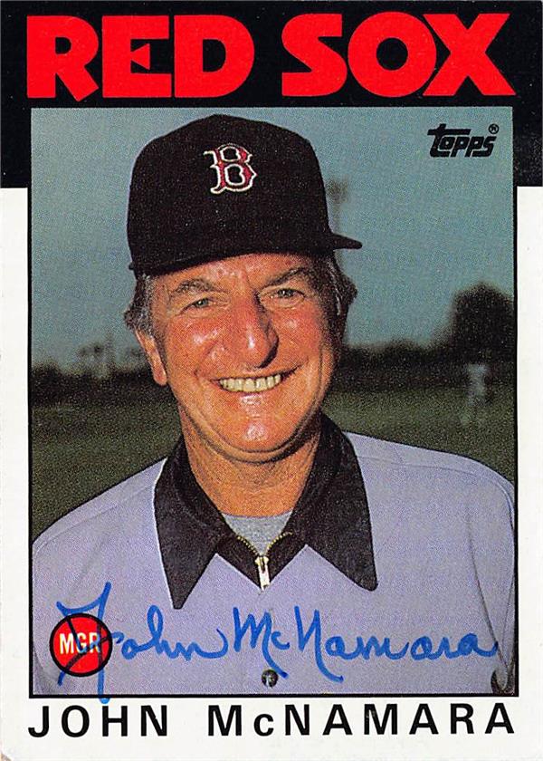 769036 John Mcnamara Signed Baseball Card - Boston Red Sox 1986 Topps No.771