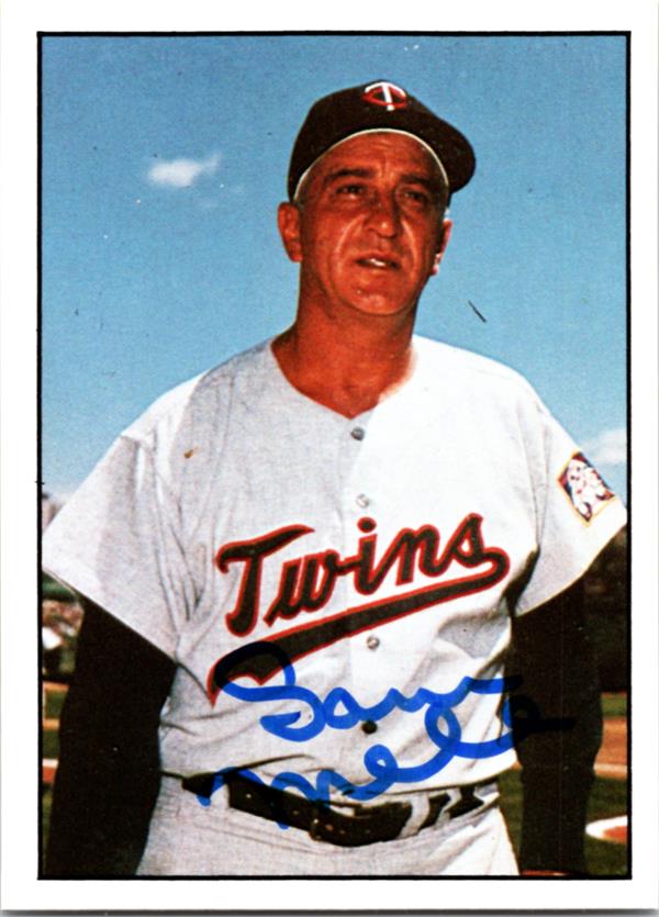 769072 Sam Mele Autographed Baseball Card - Minnesota Twins 1981 TCMA No.354