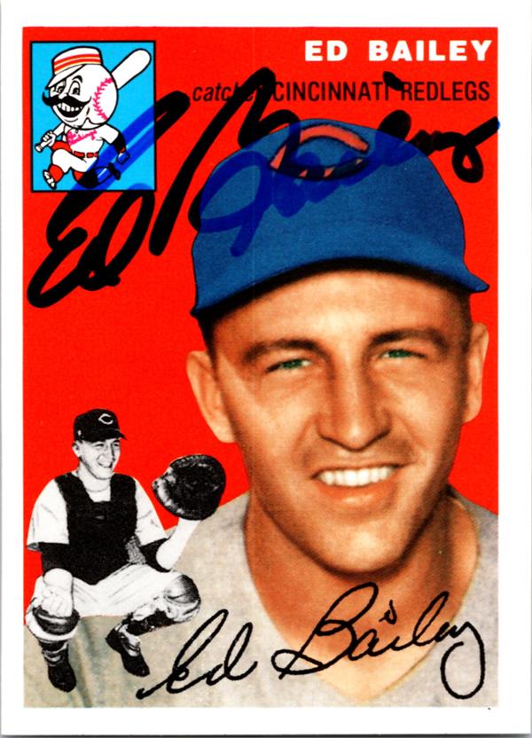 769193 Ed Bailey Autographed Baseball Card - Cincinnati Reds 1994 1954 Topps Archives No.184