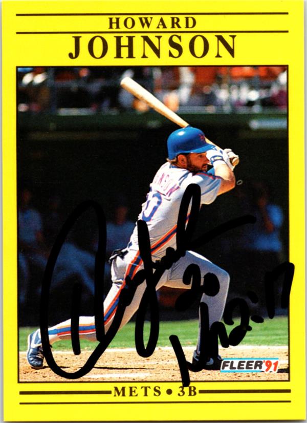 769350 Howard Johnson Autographed Baseball Card -   York Mets 1991 Fleer No.152