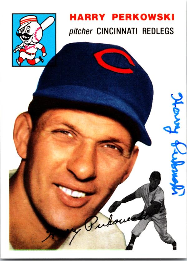 769382 Harry Perkowski Autographed Baseball Card - Cincinnati Reds 1994 1954Topps Archives No.125