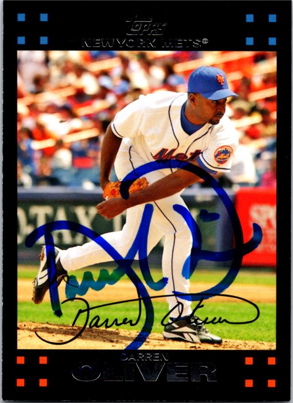 769438 Darren Oliver Signed Baseball Card -   York Mets 2007 Topps No.48