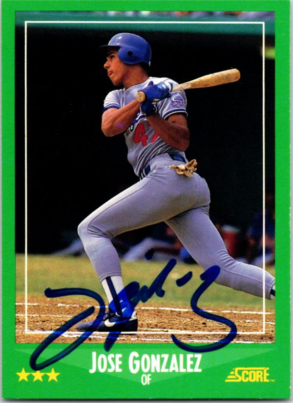 769452 Jose Gonzalez Autographed Baseball Card - Los Angeles Dodgers 1988 Score No.364