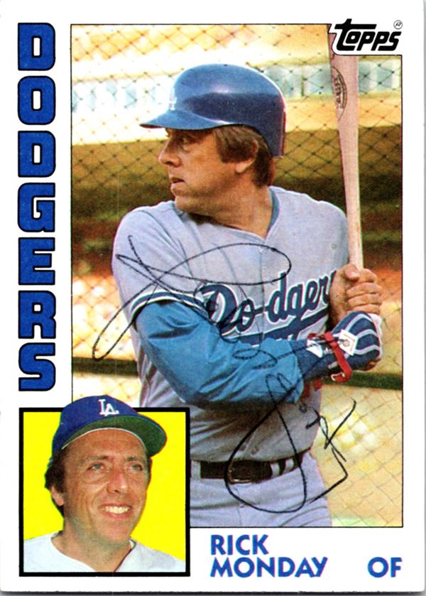 769565 Rick Monday Autographed Baseball Card - Los Angeles Dodgers 1984 Topps No.274 Ballpoint