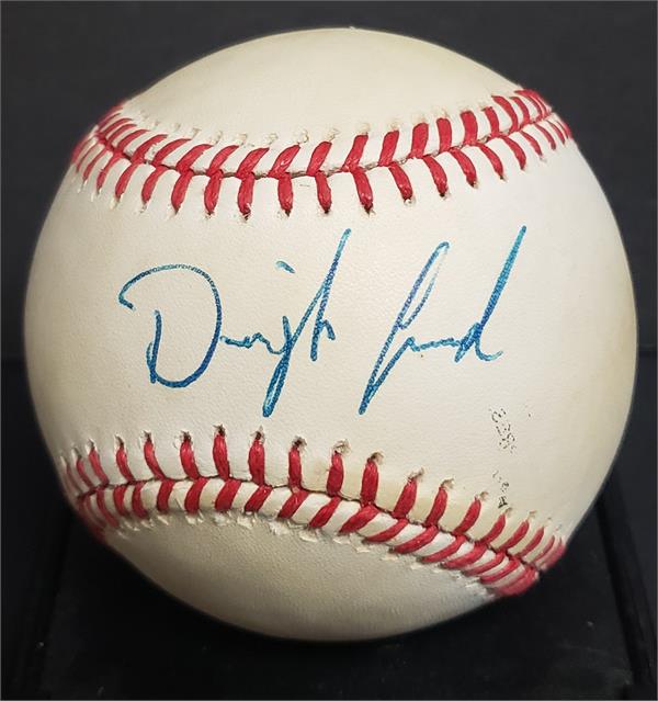 Picture of Autograph Warehouse 780119 Dwight Gooden Autographed Baseball National League 1985 Signature Ball Aged Toned