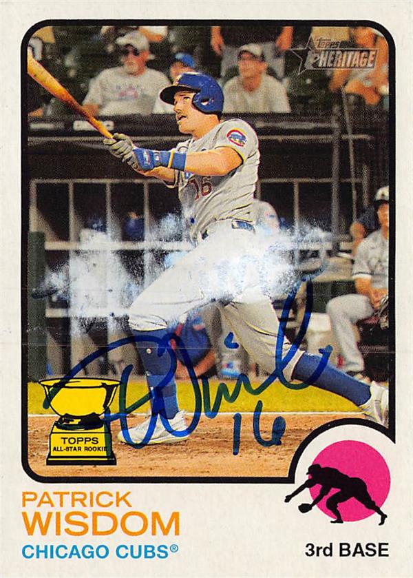 780126 Patrick Wisdom Autographed Baseball Card - Chicago Cubs 2022 Topps Heritage No.276 Rookie Cup Scratch Damage