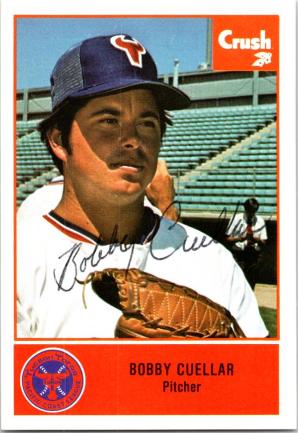 780729 Bobby Cuellar Autographed Baseball Card - Texas Rangers 1977 Cramer Crush No.53