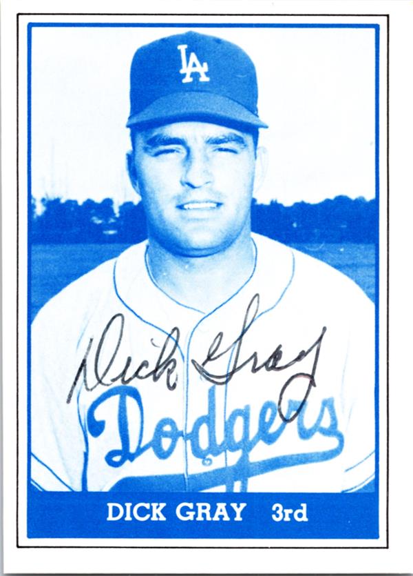 780811 Dick Gray Autographed Baseball Card - 1959 Los Angeles Dodgers 1980 TCMA No.5