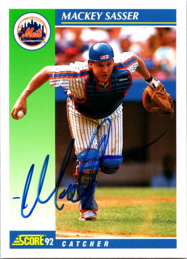 780940 Mackey Sasser Autographed Baseball Card -   York Mets 1992 Score No.472