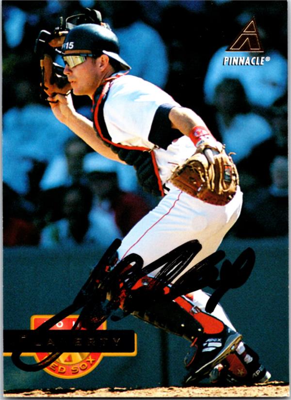 781097 John Flaherty Autographed Baseball Card - Boston Red Sox 1994 Pinnacle No.443