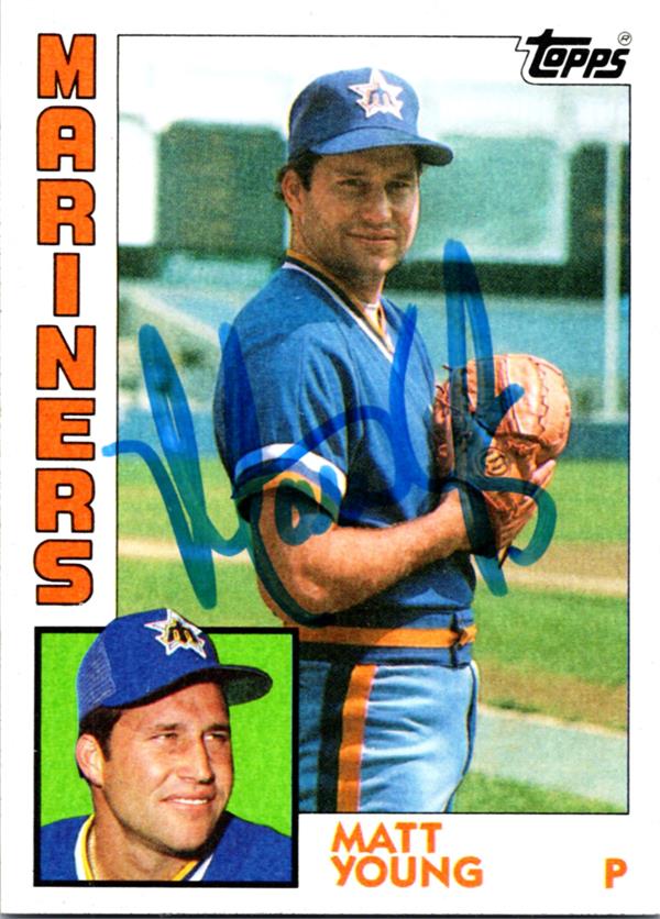 781102 Matt Young Autographed Baseball Card - Seattle Mariners 1984 Topps No.235