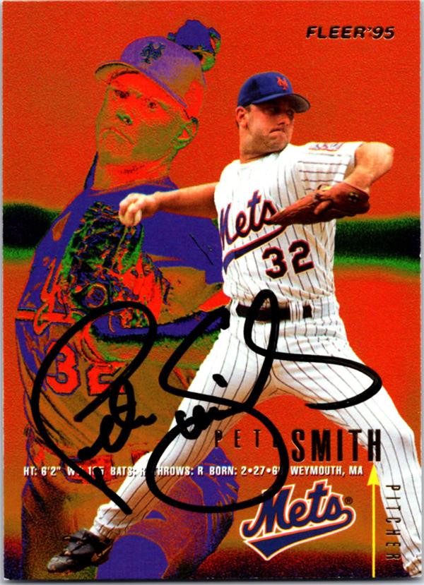 781247 Pete Smith Autographed Baseball Card -   York Mets 1995 Fleer No.382