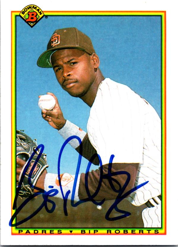781256 Bip Roberts Signed Baseball Card - San Diego Padres 1990 Bowman No.222