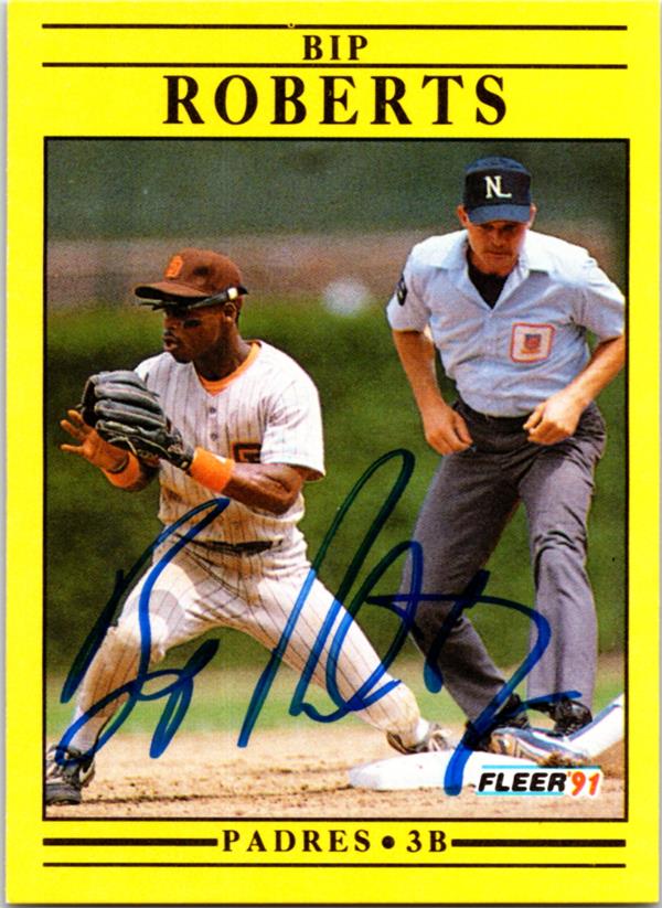 781260 Bip Roberts Autographed Baseball Card - San Diego Padres 1991 Fleer No.540