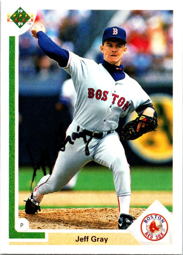 781266 Jeff Gray Autographed Baseball Card - Boston Red Sox 1991 Upper Deck No.685