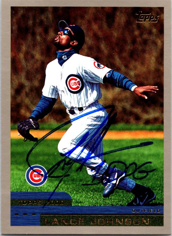 781304 Lance Johnson Autographed Baseball Card - Chicago Cubs 2000 Topps No.157
