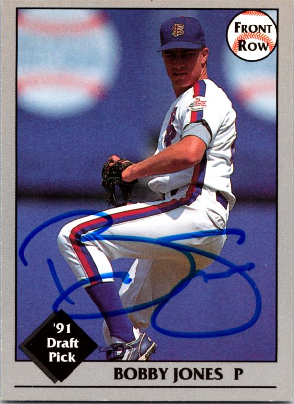 781337 Bobby Jones Autographed Baseball Card -   York Mets 1991 Front Row Draft Pick No.11