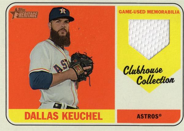 736766 Dallas Keuchel Player Worn Jersey Patch Baseball Card - Houston Astros 2018 Topps Heritage Clubhouse Collection No.CCRDK