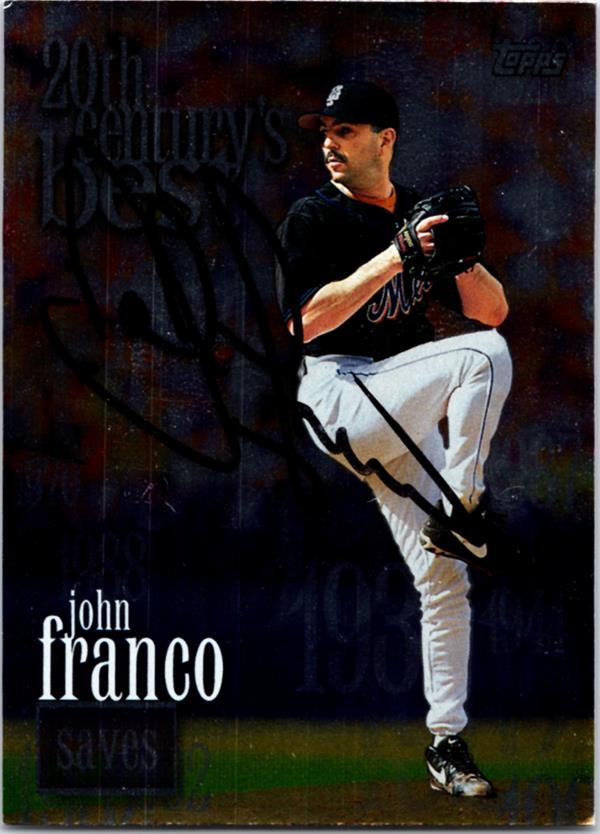 736924 John Franco Autographed Baseball Card -   York Mets 2000 Topps 20Th Centurys Best No.474
