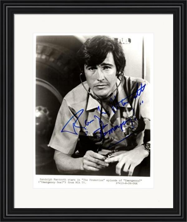 736612 Randolph Mantooth Autographed 8 x 10 in. Photo - Actor, Emergency No.1 Matted & Framed
