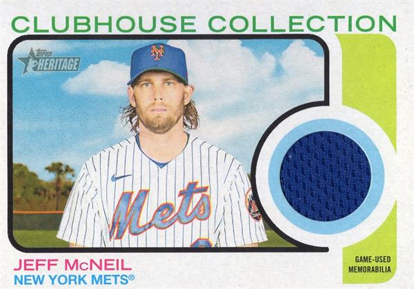 736765 Jeff Mcneil Player Worn Jersey Patch Baseball Card -   York Mets 2022 Topps Heritage Clubhouse Collection No.CCJMC