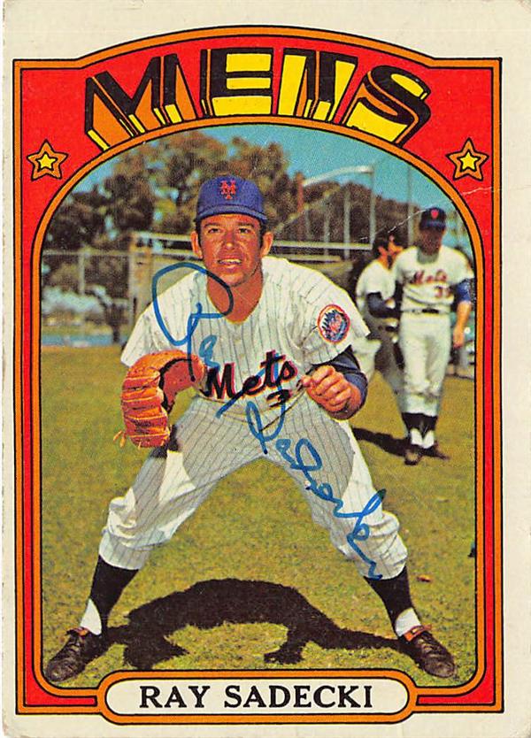 769332 Ray Sadecki Autographed Baseball Card -   York Mets 1972 Topps No.563