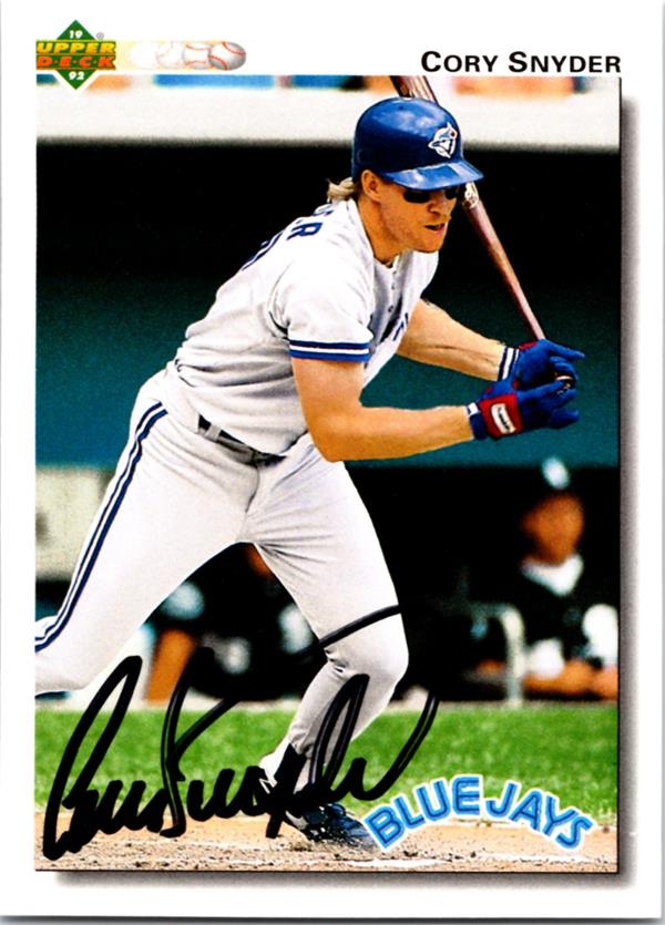 769593 Cory Snyder Autographed Baseball Card - Toronto Blue Jays 1991 Upper Deck No.504