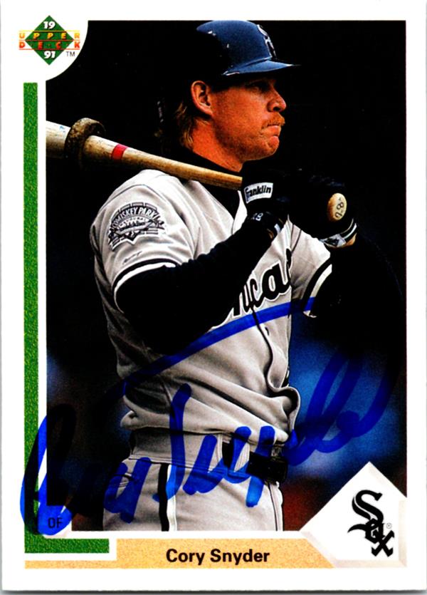 769594 Cory Snyder Autographed Baseball Card - Chicago White Sox 1991 Upper Deck No.724