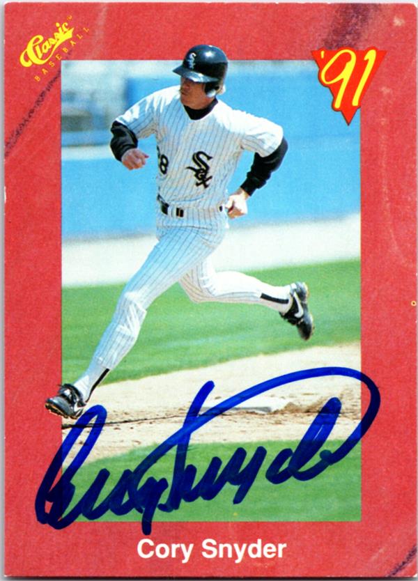 769596 Cory Snyder Autographed Baseball Card - Chicago White Sox 1991 Classic No.T8
