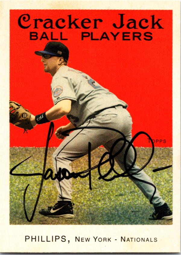 769620 Jason Phillips Autographed Baseball Card -   York Mets 2004 Topps Cracker Jack No.62