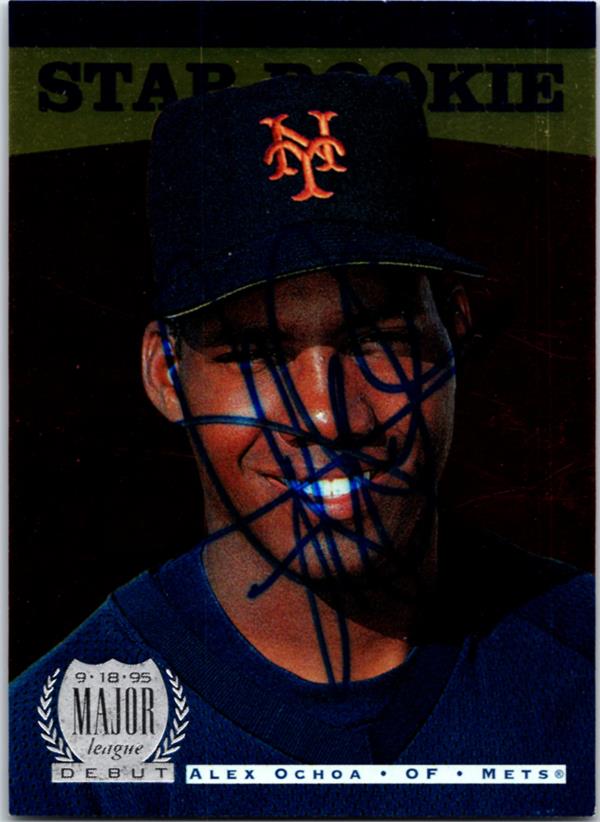 769664 Alex Ochoa Autographed Baseball Card -   York Mets 1996 Upper Deck Star Rookie No.232