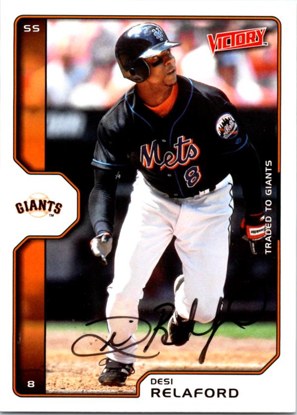 769671 Desi Relaford Autographed Baseball Card -   York Mets 2002 Upper Deck Victory No.370