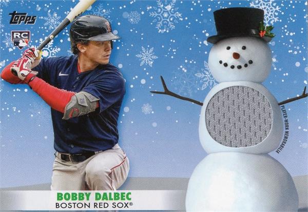 769681 Bobby Dalbec Player Worn Jersey Patch Baseball Card - Boston Red Sox 2021 Topps Walmart Holiday Rookie No.WRCBD