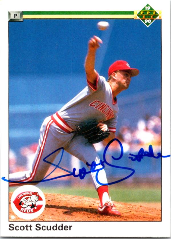 769504 Scott Scudder Autographed Baseball Card - Cincinnati Reds 1990 Upper Deck No.164