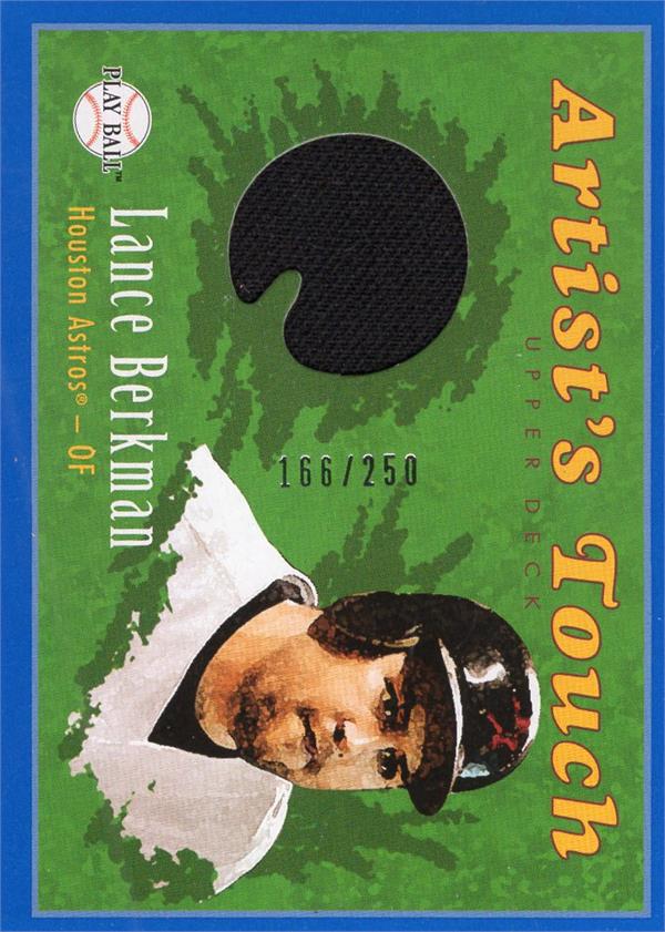 769682 Lance Berkman Player Worn Jersey Patch Baseball Card - Houston Astros 2004 Upper Deck Artists Touch No.ATLB LE 166 & 250