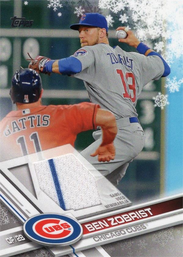 736732 Ben Zobrist Player Worn Jersey Patch Baseball Card - Chicago Cubs 2017 Topps Walmart Holiday Mega No.RBZ