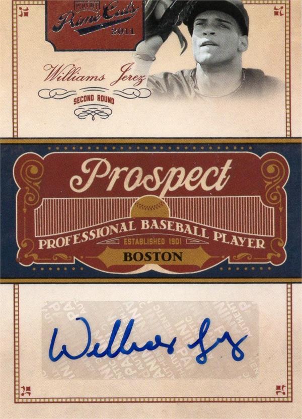 736826 Williams Jerez Autographed Baseball Card - Boston Red Sox 2012 Panini Prime Cuts Rookie No.WJ LE 71 & 299