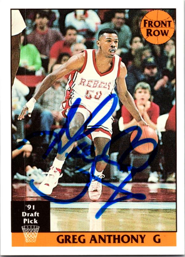 769740 Greg Anthony Autographed Basketball Card - Unlv Running Rebels 1991 Front Row No.7