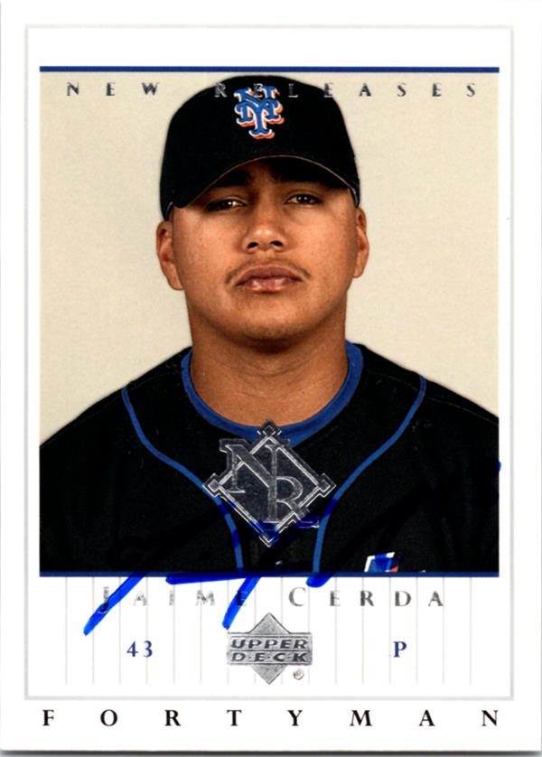 781706 Jaime Cerda Autographed Baseball Card -   York Mets 2003 Upper Deck Fortyman No.952