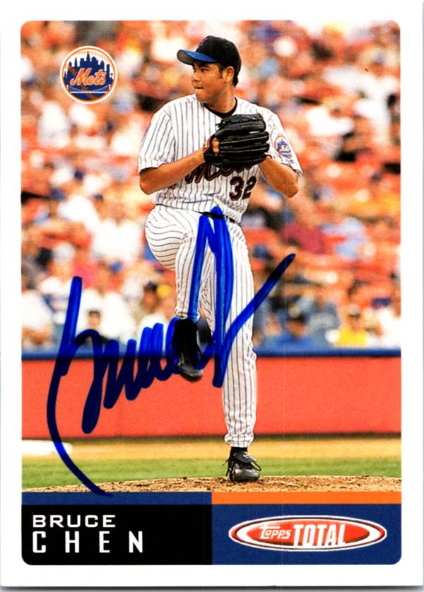 781721 Bruce Chen Autographed Baseball Card -   York Mets 2002 Topps Total No.270